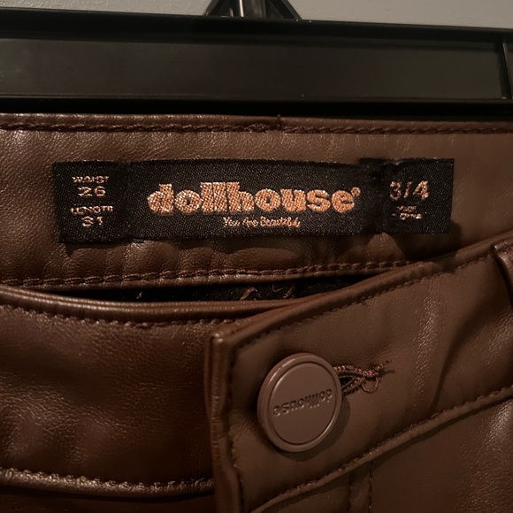 DOLLHOUSE- brown leather pants - Picture 3 of 3